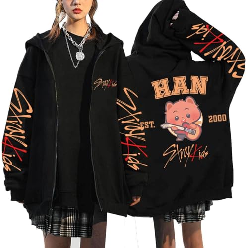 KASENFASHION Kapuzenpullover-Y2K Hoodie mit Zip Süße BangChan Lee Know Changbin Hyunjin Han Felix Seungmin I.N Motive Unisex Harajuku Streetwear