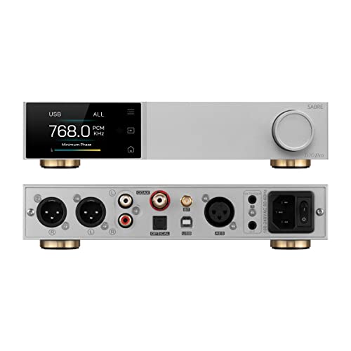 Image of Topping D70PRO Sabre DAC ES9039SPRO XU316 Bluetooth 5.1 LDAC Aurora UI Colour Display RCA & XLR Output HiFi Decoder with Remote Control(Sliver)
