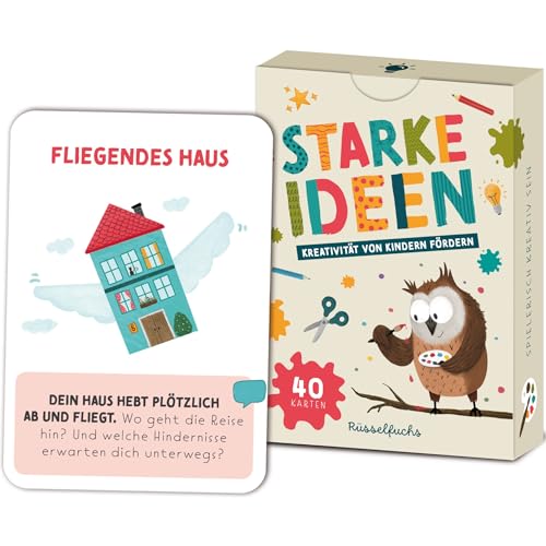 Kreativitätskarten für Kinder - Spielerisch Einfallsreichtum und Fantasie fördern - 40 Karten Starke Ideen DIN A7