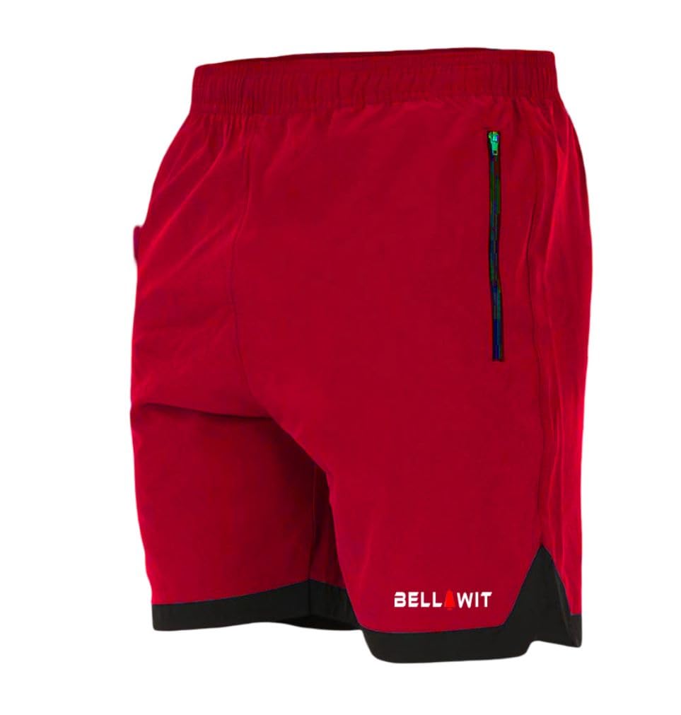 bellwit Fitness Shorts, Polyester Elastane Construction, Shorts for Mens with 2 Zipper Pocket Regular Fit Chino Shorts-picture-37