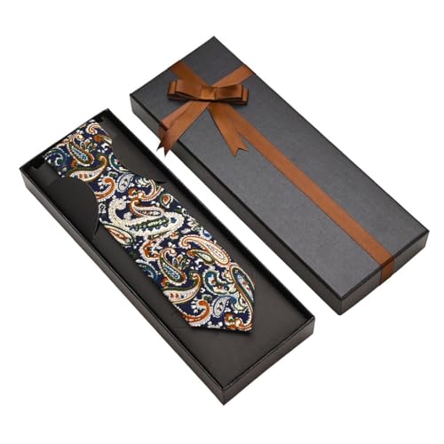 Corbata de algodón estampada para hombre con caja miniatura 2