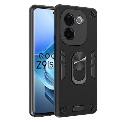 Image of NDCOM for Vivo T3 Pro 5G Back Cover and Iqoo Z9s Pro Back Cover | Stylish and Protective Shockproof Ring Holder Case