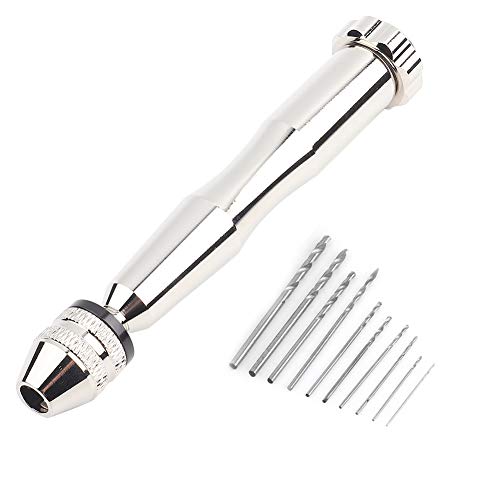 FTVOGUE Amplia gama de agarre, accesorios de herramientas eléctricas Brocas juegos de brocas Chuck Taladro giratorio manual con 10 brocas HHS Herramienta de perforación de madera