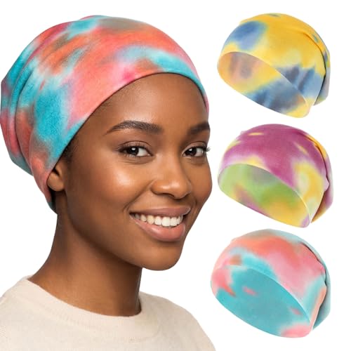 Image of Bohend Bohemian Beanie Hats Headwear Cap Stretch Non Slip Bandanas Sleep Turbans Hats for Women Men Close top Head Covering
