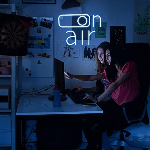 Looklight On Air Neon Sign Blue Led Neon Light Letter Neon Sign for Wall Decor Live Neon Word Sign for Studio Gaming Room Video Room Decor Bar Pub Club Decoration Sign with USB Powered