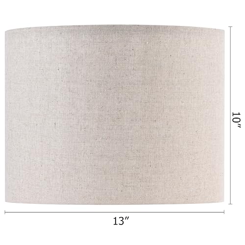 Go&So Beige Medium Drum Lamp Shade For Table Lamps Floor Lamps- 13 "Top X 13 Inch Bottom X 10 "High(Spider) Oatmeal Linen Shade Replacement Lampshade Barrel Lampshade Fabric -Rustic -1 Pack Easy Assembly thumb #2