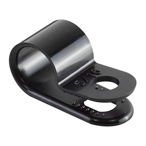 GTSE 100 Pack of Black Nylon P-Clips, 7.9mm (5/16”) Diameter, Plastic Cable Clips Cover