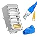 Produktbild Blenori Geschirmte RJ45 Stecker - 30 Stück Cat6 Cat6a Stecker + 30 Stück RJ45 Stiefelabdeckungen + Mini-Abisolierzange, Netzwerkstecker 8P8C End Pass Through RJ45 Stecker