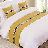 Bettläufer, Leinen-Bettüberwürfe für Fußende des Bettes, Bettwäsche, Schal, Schutz für Schlafzimmer, Hotel-Tagesdecken, Betttuch, Schwarz, Gelb, 50 x 260 cm, für 2 m Bett