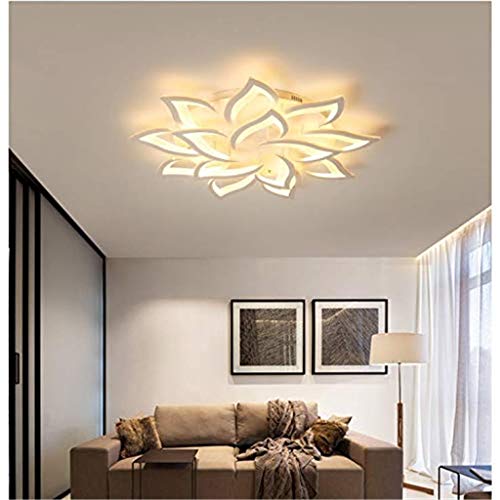Modern Dimmable LED Ceiling Light Creative Flower Shape Design Ceiling Lamp Living Room Bedroom Children's Room Metal Acrylic Petal Ceiling Chandelier Lighting [Energy Class A++],14heads/Ø100CM
