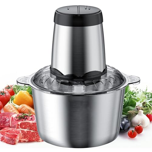 Hachoirs à viande, hachoir à viande électrique, mélangeurs de viande pour cuisine, hachoir à viande, hachoir à nourriture bol en acier inoxydable hachoir pour viande, fruits et noix (3L)