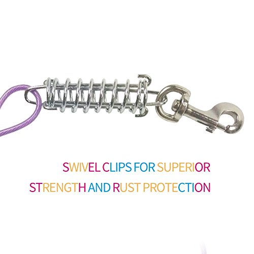 Petest 25Ft Tie-Out Cable With Crimp Cover & Buffer Spring For Large Dogs Up To 90 Pounds #TOP3