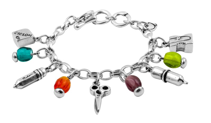 Ciclon1998 - pulseras cadena con charm de motivos escolares - bañado en plata de ley - cadena eslabon ovalado - joya artesanal - ideal para regalo - coleccion Jobs - 162176