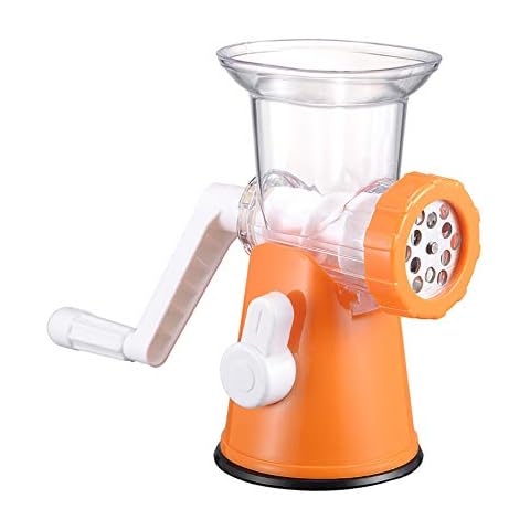 Manual Meat Grinder Food Grinder Hand Meat Processor Mincer Grinding Machine with Suction Base 1 Sausage Stuffing Tube 2 Grinding Plates 1 Food Pusher for Home Kitchen Cover