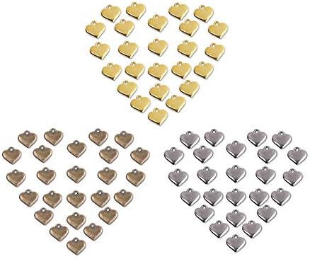 Bluecell 120pcs Assorted Color Alloy Mini Heart Charms Pendants for DIY Craft Jewelry Making, 12mm