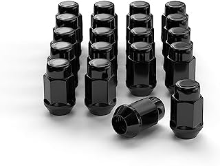20 Pcs M12x1.5 Black Wheel Nuts for 2015-2023 Dodge Charger RT/SRT/SXT, Black Closed End Bulge End Solid Lug Nuts Hex Aftermarket Wheels
