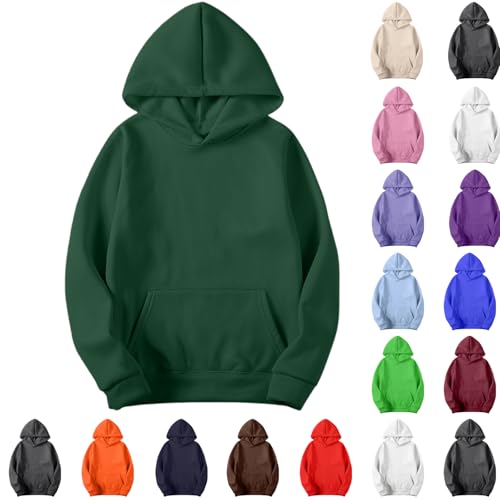 Hoodies for Men Pullover,Oversized Long Sleeve Fleece Hooded Sweatshirt Lightweight Casual Fall Winter Y2K Hoodies Green