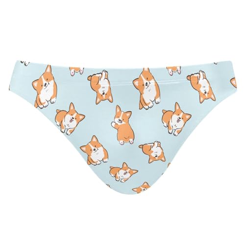 JHKKU Mens Cute Corgi Swim Briefs Sexy Bikini Swimwear Quick Dry Swimsuit with Drawstring XXXL