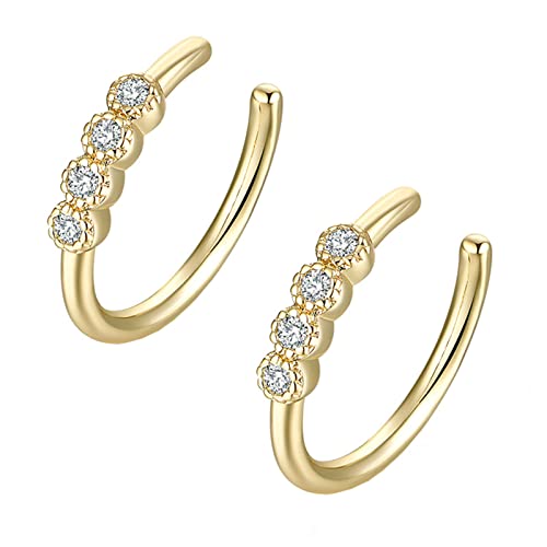 Moissanite d'oreille or jaune femme sans perçage bijoux tendance