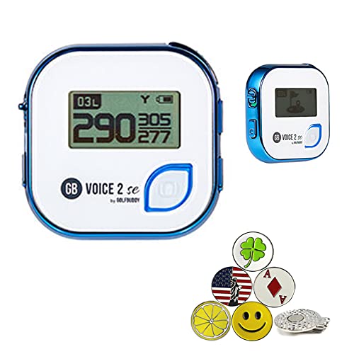 GolfBuddy Voice 2 Golf GPS/Rangefinder Bundle with 1 Magnetic Hat Clip and 5 Ball Markers