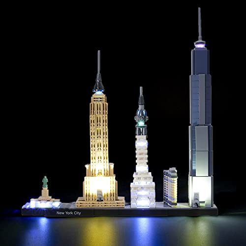 GEAMENT Jeu De Lumières pour New York City Modèle en Blocs De Construction - Kit D'éclairage LED Compatible avec Lego Architecture 21028 (Modèle de Bloc...