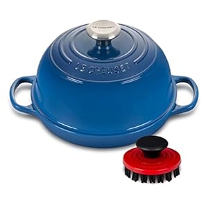 Le Creuset Enameled Cast Iron Bread Oven Bundle with 3 1/4″ Nylon Cleaning Brush – Marseille
