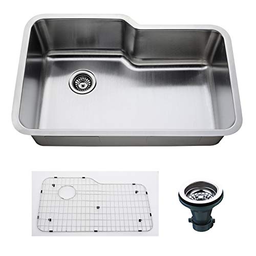 Empire Industries Empire 32 Inch Undermount Single Bowl 16 Gauge Stainless Steel Kitchen Sink with Soundproofing