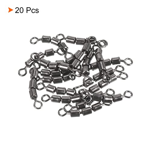 PATIKIL High Speed 3 Roller Swivel, 20Pcs 26lb Copper Barrel Bead Chain Rolling for Saltwater Freshwater Fishing Black - Image 3