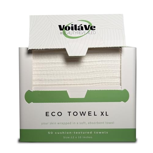 VoilaVe Disposable Face Towels -100% Cotton Biodegradable Makeup Remover Dry Wipes, Ultra Soft Lint Free Facial Cloth | Clinically Tested Eco-Friendly Towelettes For Sensitive Skin - XL 10 x 12