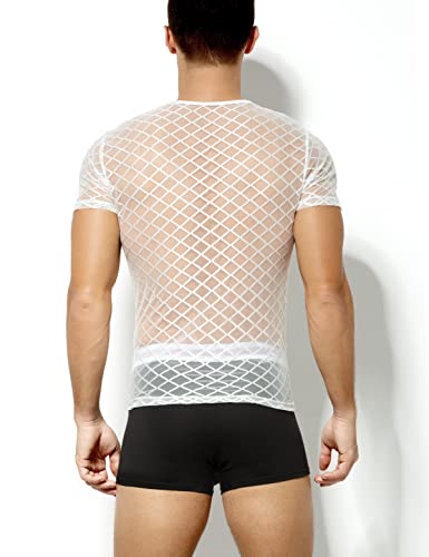 Arjen Kroos Men's Sexy See Through T Shirt Mesh Fishnet Undershirts Transparent Shirt3