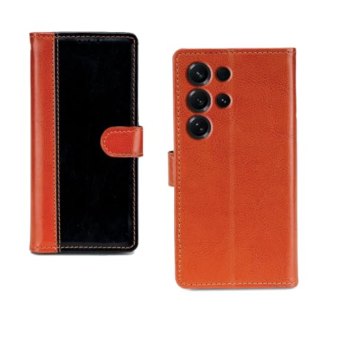 Image of amazon basics Samsung Galaxy S26 Ultra 5G Flip Cover | Card Pockets Wallet & Stand | Flip Cover for Samsung Galaxy S26 Ultra 5G (Beige and Black)