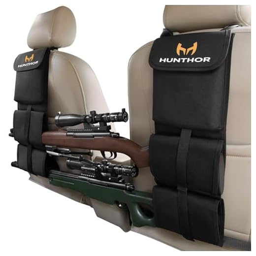 Hunthor Truck Gun Rack (A Pair), 900D Sturdy Seat Back Gun Rack, Adjustable Truck Gun Storage, Automotive Gun Racks Rifle Holder for Jeep