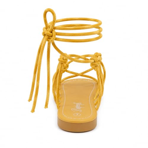 Image of Women's Lace Up Gladiator Flat Sandals Strappy Dressy Summer Tie Up