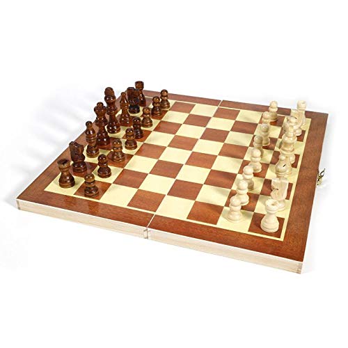 ZAW Scacchi 34 x 34 cm in Legno International Chess Scacchiera Pieghevole + Pezzi degli Scacchi Giochi di Scacchi da Viaggio Portatili Chess (Color : 01)