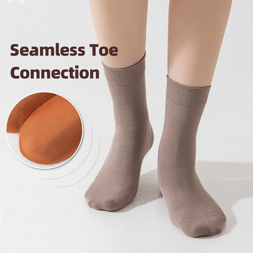 Thin Cotton Crew Socks for Women - 6 Pairs, Above Ankle, Soft Bootie Socks, Size 5-93