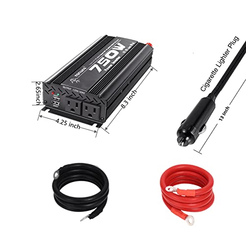 Ngnwob 750W Inverter Car Inverter 12V To 110V Dc To Ac Power Inverter For Car Vehicle Travel Camping Power Converter Car Adapter With 2 Ac Outlets 2Usb Ports #TOP1