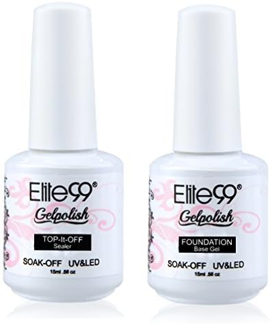Elite99 Gel Nail Polish Base Coat Top Coat Set 2PCS Soak Off UV LED Gel Nail Varnish Manicure Lacquer Nail Art Set (15ML-Top and Base Coat Set)