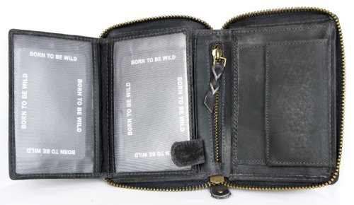 Born to be Wild Large Dark Grey Genuine Strong Zip-around (zipper around) Leather Wallet Shark3