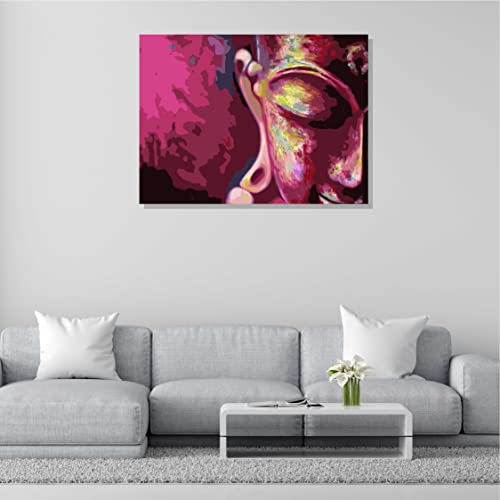 Image of RANGOLI 100% Cotton Stretched Canvas Painting 400 GSM, Framed Modern Art Lord Buddha Canvas Abstract Wall Art for Living Room, 3D Paintings for Wall Decor (16 x 23 Inch With Frame)