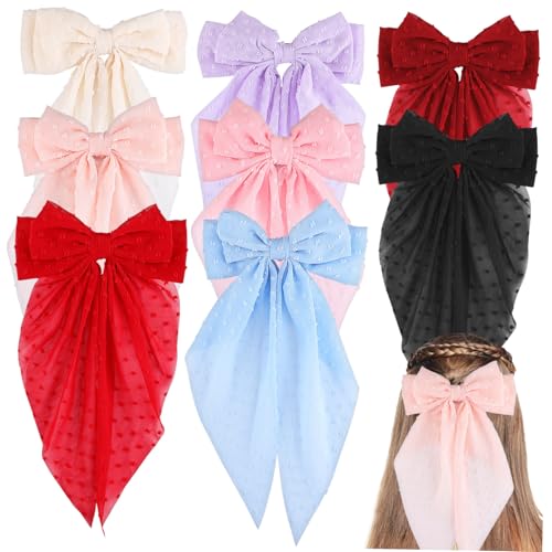 Barrette pince à cheveux long adolescente avec grand nœud tissu