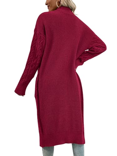 Image of Onedreamer Womens Long Cardigan Sweaters Open Front Cable Knit with Pockets
