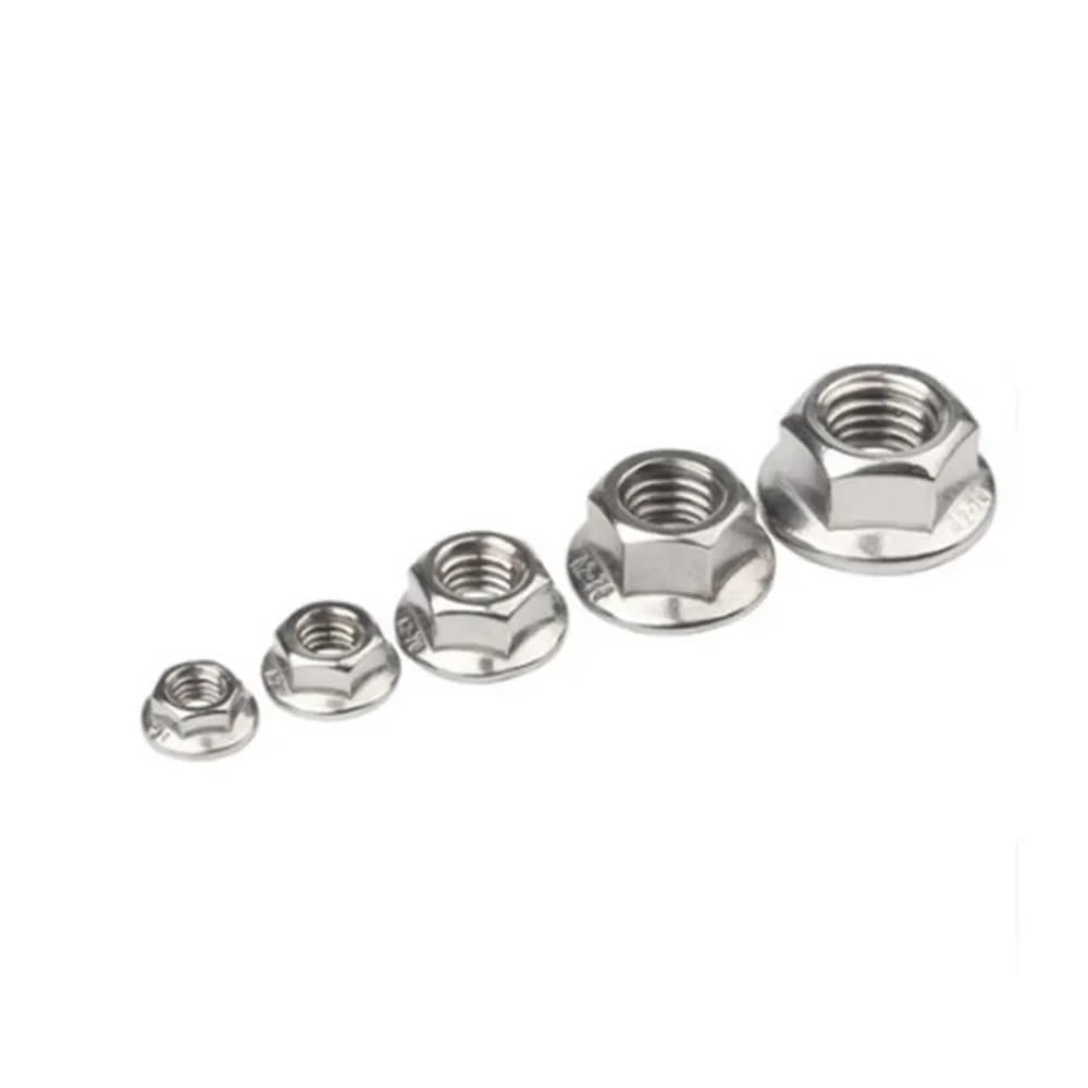 2-10 pezzi M4 M5 M6 M8 M10 M12 in acciaio inossidabile con filettatura inversa, dadi flangiati esagonali, dadi sinistri, inserto di bloccaggio a dentatura rotante(M5 10pcs)