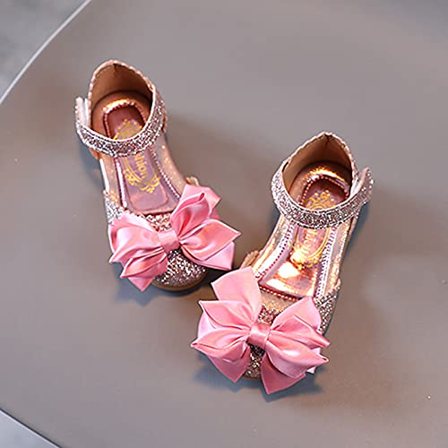 Girls Wedding Sandals Princess Girls Sandals Bling Knot Infant Shoes Kids Baby Toddler Girl's Shoes (Pink-b, 7 Toddler)3