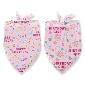 Dog Birthday Girl Bandanas 2 Pack, ...