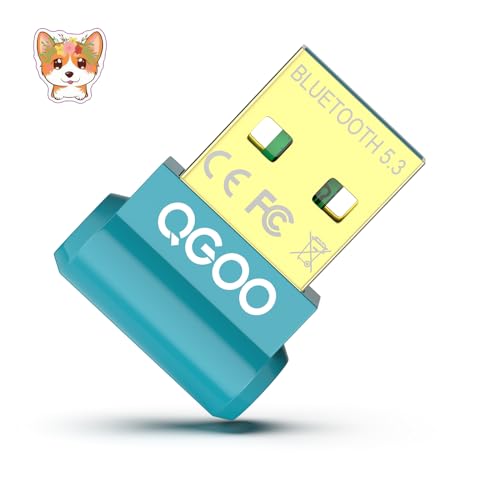 USB Bluetooth Adapter for PC - QGOO Bluetooth Dongle 5.3 EDR, Wireless Bluetooth Receiver for Desktop Computer Laptop Bluetooth Windows 8.1/10/11?green-037?