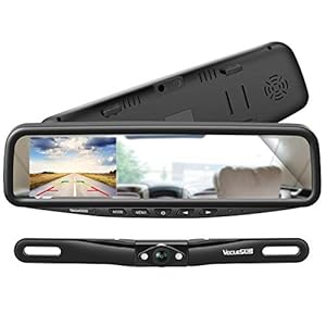 VT1 1080P Wired Car Backup Camera Kit, Easy to Install for Continuous or Reversing Viewing, 4.3″ in-Mirror Clip-on Monitor with HD Backup Camera for Cars, Pickups, SUVs, Vans, Sedans, Trucks