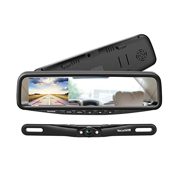 VT1 1080P Wired Car Backup Camera Kit, Easy to Install for Continuous or Reversing Viewing, 4.3″ in-Mirror Clip-on Monitor with HD Backup Camera for Cars, Pickups, SUVs, Vans, Sedans, Trucks