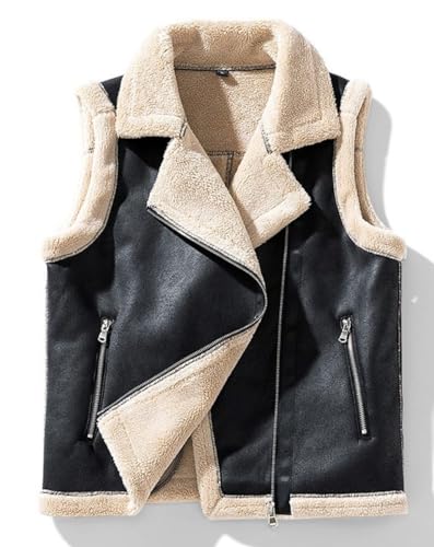 Chaleco De Chaqueta De Cuero Con Forro Polar Chaleco De Ropa De Abrigo A Prueba De Viento De Invierno Para Hombres,Chaqueta Sin Mangas Con Cremallera Completa Chaleco De Pesca Chaleco De Ropa De Abr
