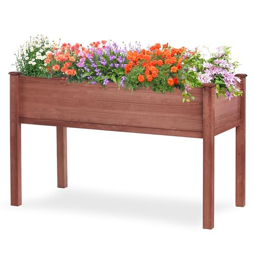 48×24×30 Inch Raised Garden Bed with Legs, Solid Wood Elevated