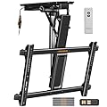 Perlegear Electric Ceiling TV Mount with Remote for 32-70 inch Flat and Curved Screen TVs, Motorized TV Ceiling Mount Flip Down for Flat Roof, Drop Down Ceiling Mount